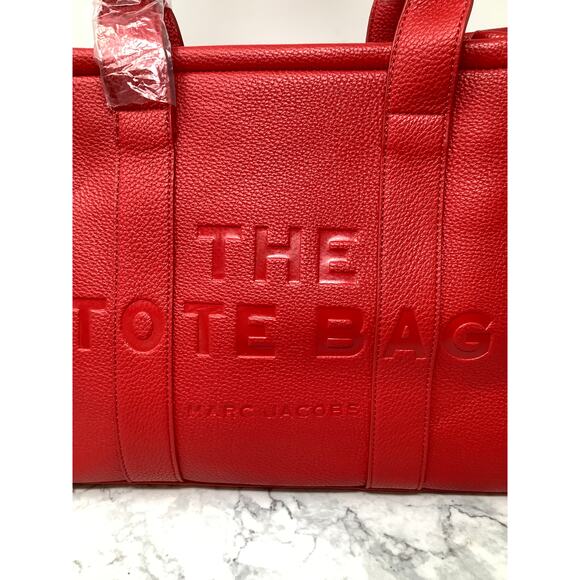 Marc Jacobs Women's True Red The Leather Medium Tote Bag Crossbody Handbag I3-4 - Picture 3 of 9